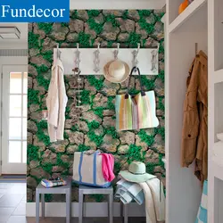 [Fundecor] зеленая каменная настенная бумага самоклеющаяся для гостиной детские комнаты домашний Декор 3d настенная бумага орнамент настенные