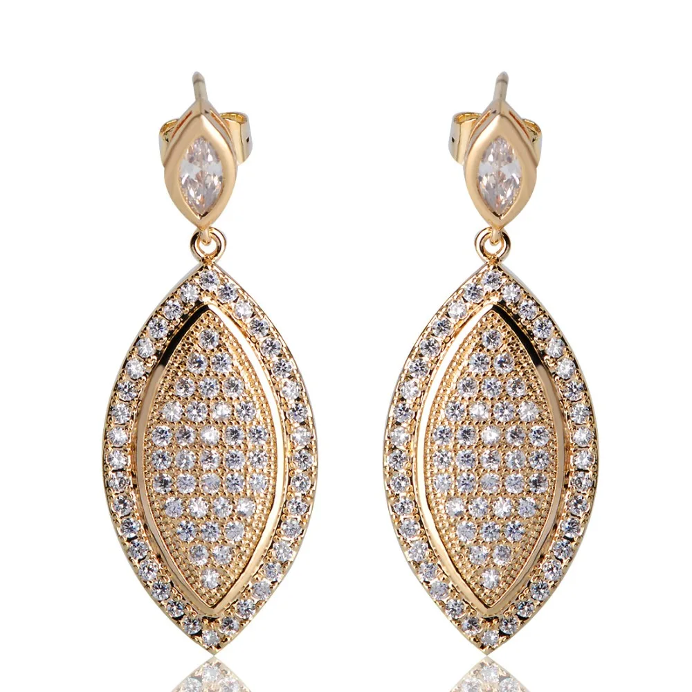 

Dazz Luxury Paved CZ Full Crystal Oval Shape Drop Earrings For Women Silver Gold Color Wedding Party Mujer Ear Accessories