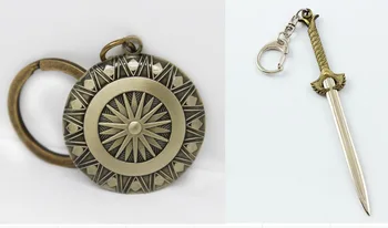 

Diana Prince Shield Sword Weapon Pendant Keychain 2 Pcs Keychains Set Halloween Superhero Cosplay Accessory