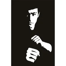 Kung Fu Star Bruce Lee Vinyl Applique Karate Ninja Bedroom Black Dojo Boy, Kung Fu Fan Home Living Room Decor QJ15 wall hanging bruce lee kung fu dragon tapestry