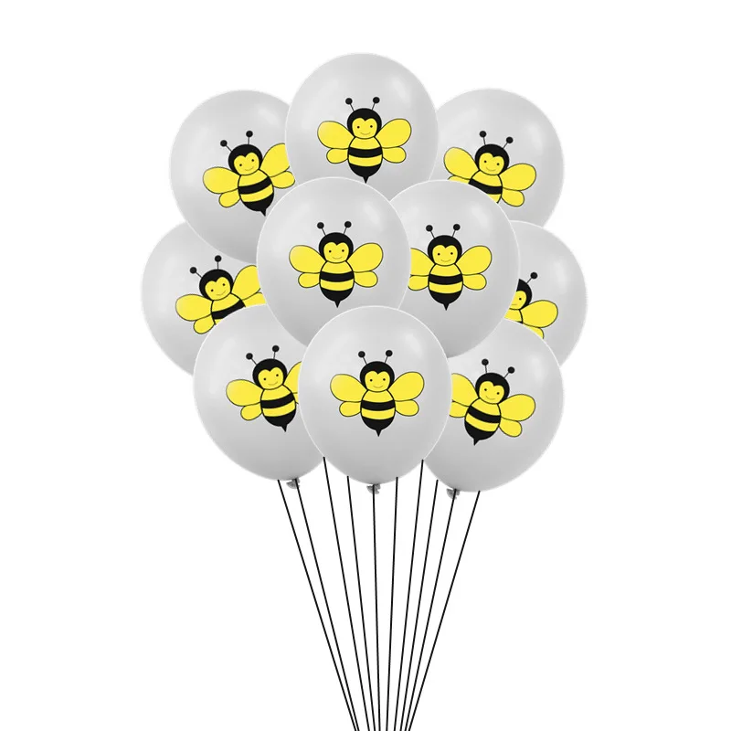 12Inch Yellow Bee Latex Balloons Kids Birthday Decoration Black Yellow Dots Balloon Animal Birthday Party Supplies