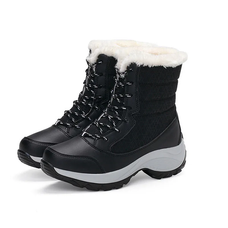 LIN KING Новые женские ботинки на платформе с высоким подъемом повседневные теплые ботильоны на платформе модные зимние ботинки сезон зима - Цвет: black style B