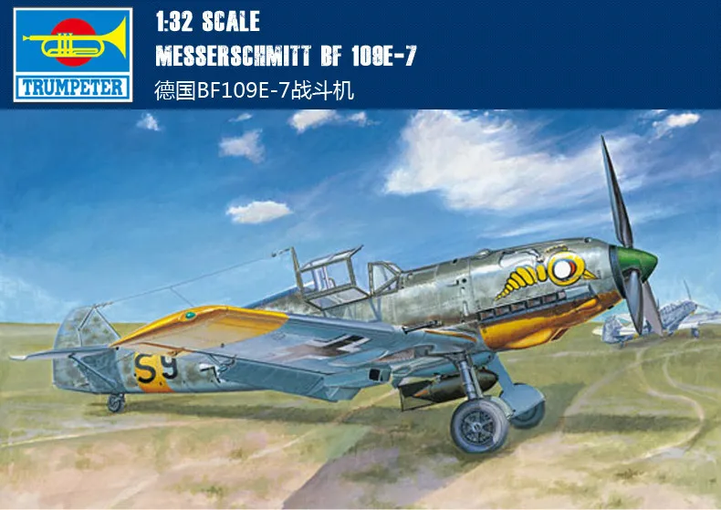 

Trumpet 02291 1:32 German Bf109E-7 Fighter Assembly Model Building Kits Toy