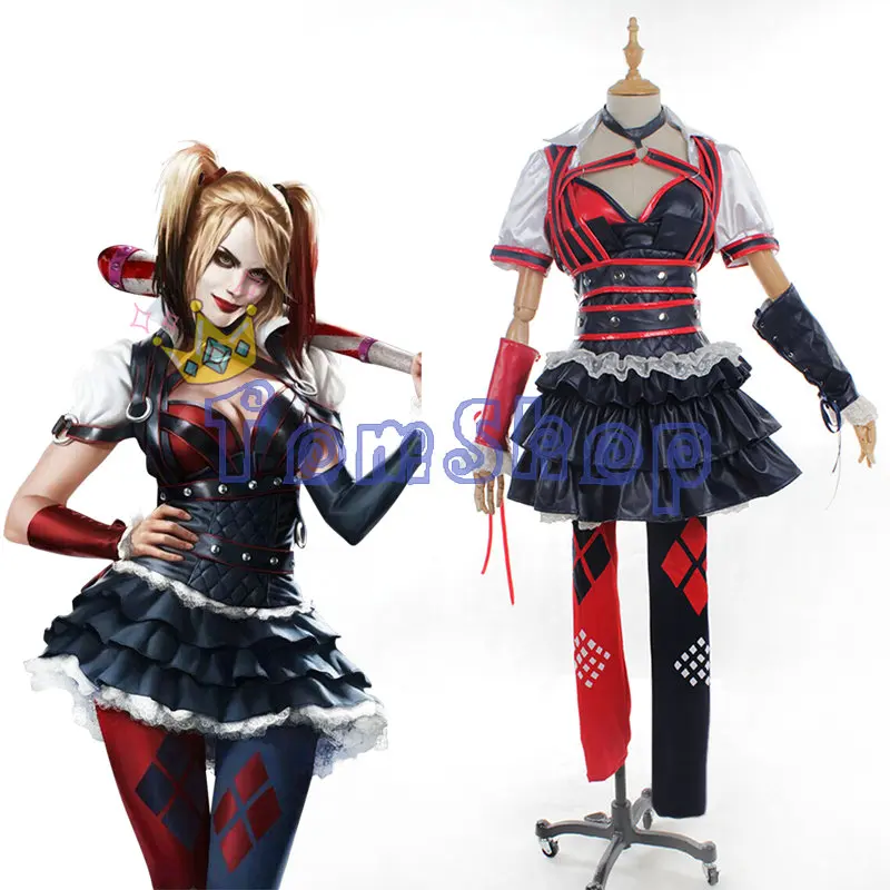 Batman Arkham Asylum City Suicide Squad Harley Quinn Cosplay Dress Full Set Women's Halloween Costumes Batman Arkham Asylum City Suicide Squad Harley Quinn Cosplay Dress Full Set Women's Halloween Costumes