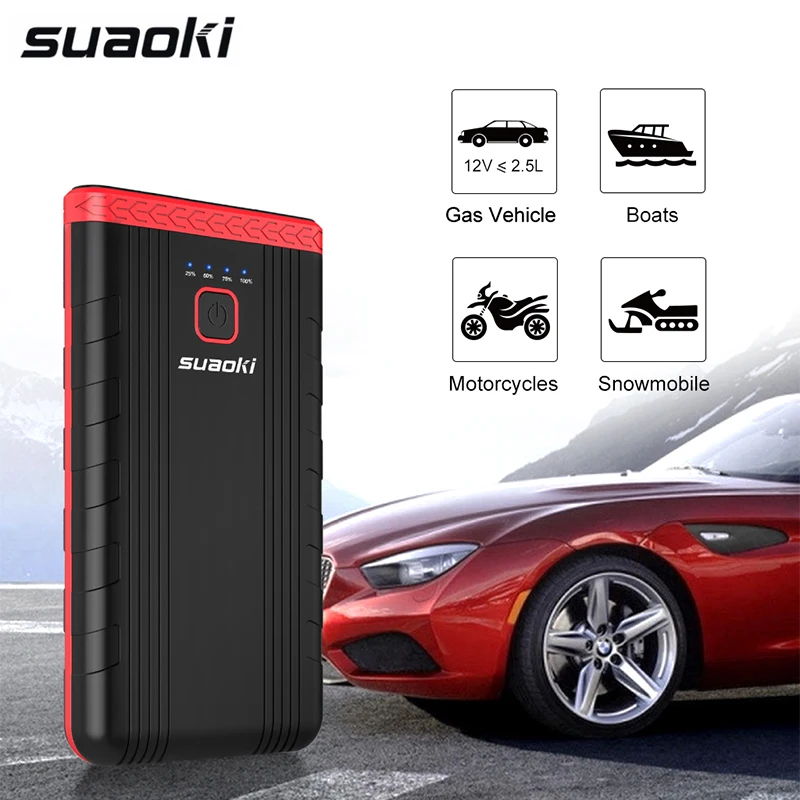 

Suaoki U3 8000mAh Car Jump Starter Car Battery Booster 5V/2.4A USB Phone Charging Led Flashlight Function Rechargeable Battery