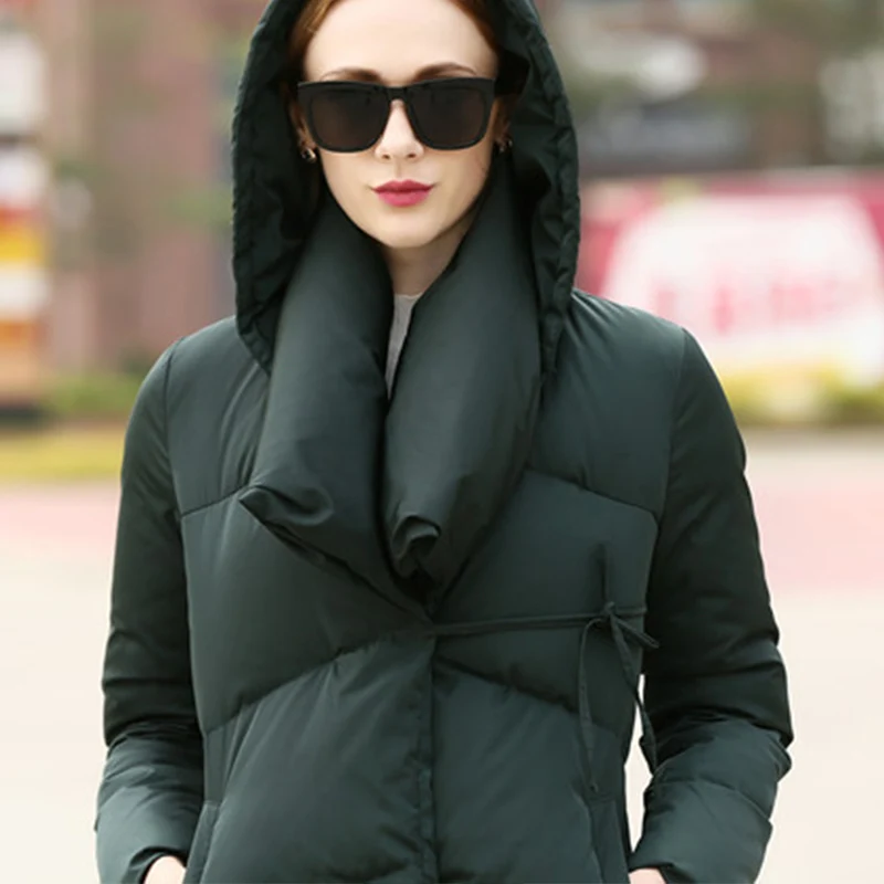 Зимнее длинное женское пуховое пальто с капюшоном, толстый пуховик с белым утиным пухом, женский пуховик, casacas para mujer, большие размеры, женская парка
