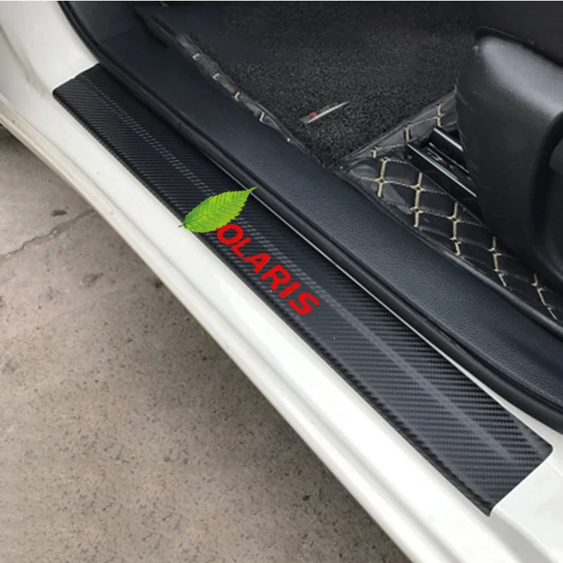 

4PCS Car Stickers Carbon Fiber Vinyl Sticker Car Door Sill Scuff Plate for Hyundai Solaris Tucson Auto Parts Accessories