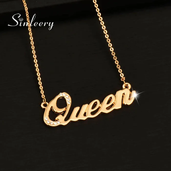 SINLEERY queen Детские подвеска в форме букв "Love" Цепочки и ожерелья для Для женщин розово-желтый цвета: золотистый, серебристый Цвет с украшением в виде кристаллов Цепочки и ожерелья ювелирных изделий XL331 SSD