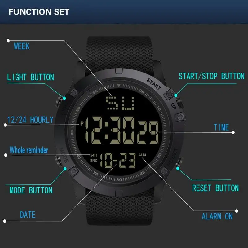 Military Sport Watch Men Top Brand Luxury Electronic LED Digital Wrist Watch Waterproof Male Clock For Man Relogio Masculino
