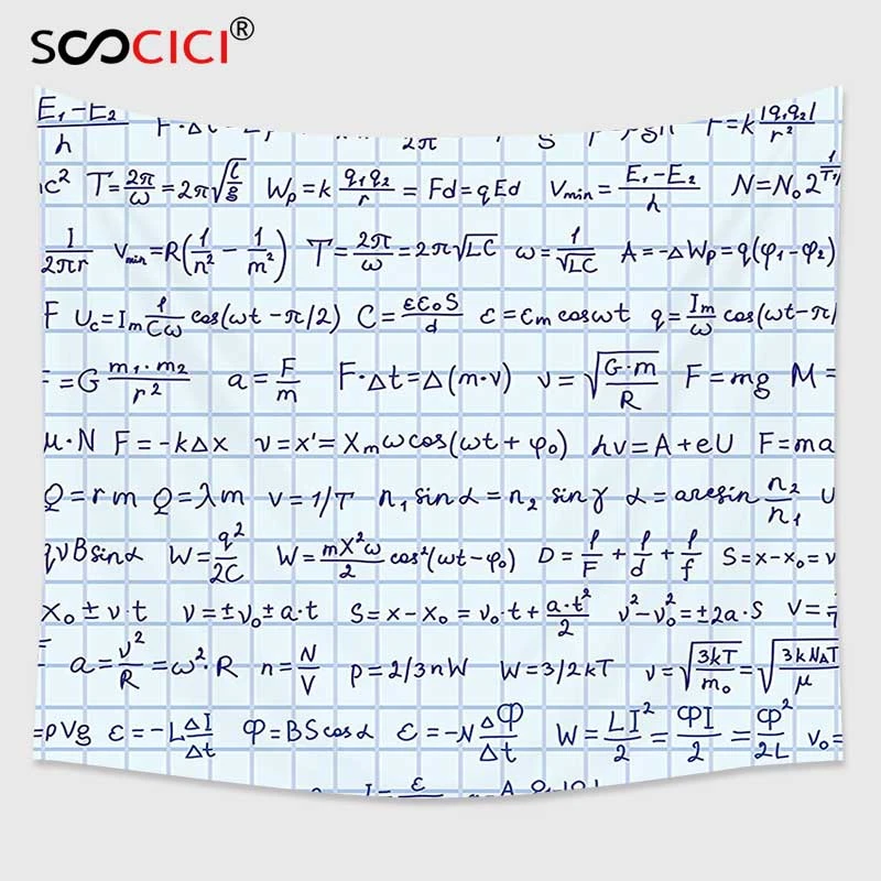 Cutom Tapestry Wall Hanging Blue Decor School Decor Science Theme Hand Written Physics Formula Lesson Notes Illustration Blue Tapestry Wall Tapestry Wall Hanginghanging Wall Tapestries Aliexpress