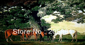 

Free shipping hot sell big size 60x120cm fabric picture,new technical items,horses under the oak