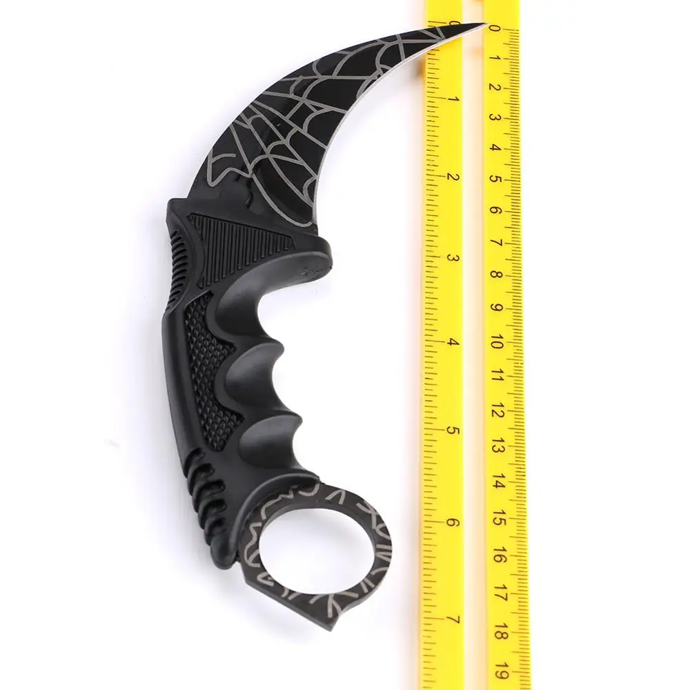 CS GO охотничий фиксированный нож Karambit тактический боевой выживания шеи коготь ножи утилита Кемпинг уличный карманный нож EDC ручной инструмент - Цвет: Cobweb Black