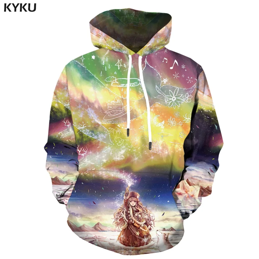 

3d Hoodies Rainbow Sweatshirts men Aurora Hoodie Print Art Hoody Anime Colorful Hoodes 3d Animal Hooded Casual Long Sleeve Cool
