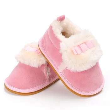 

2019 Autumn Winter Warm Newborn Baby Boys Girl Lovely First Walker Cute Bowknot Cashmere Baby Shoes Multi-Colors