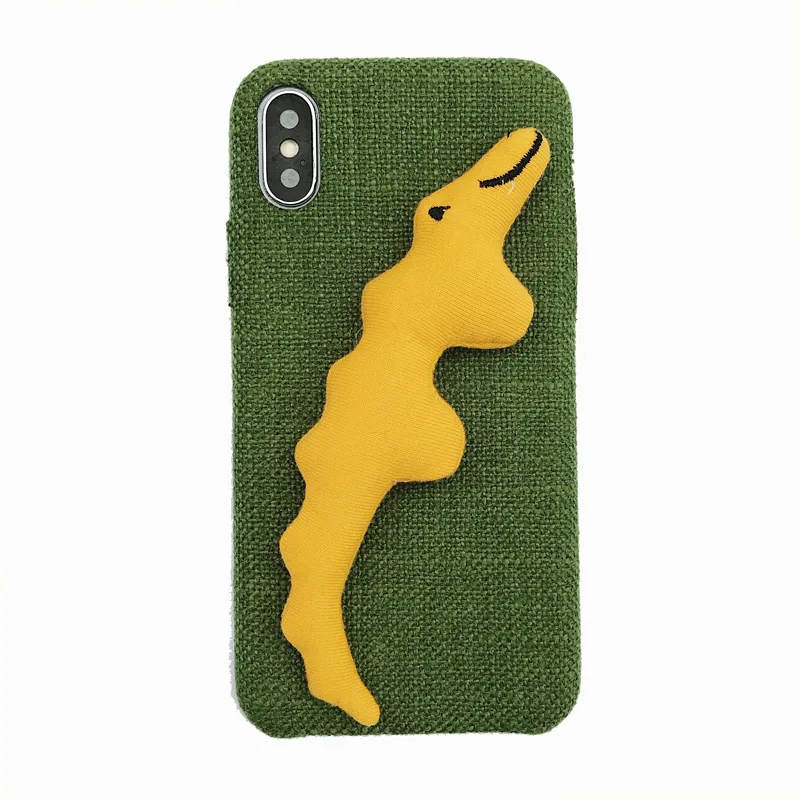 For IphoneXS/XR/7/8plus Winter Fashion Cute 3D Plush Dinosaur Doll Christmas Gift Linen Warm Flannel Cloth Phone Case |