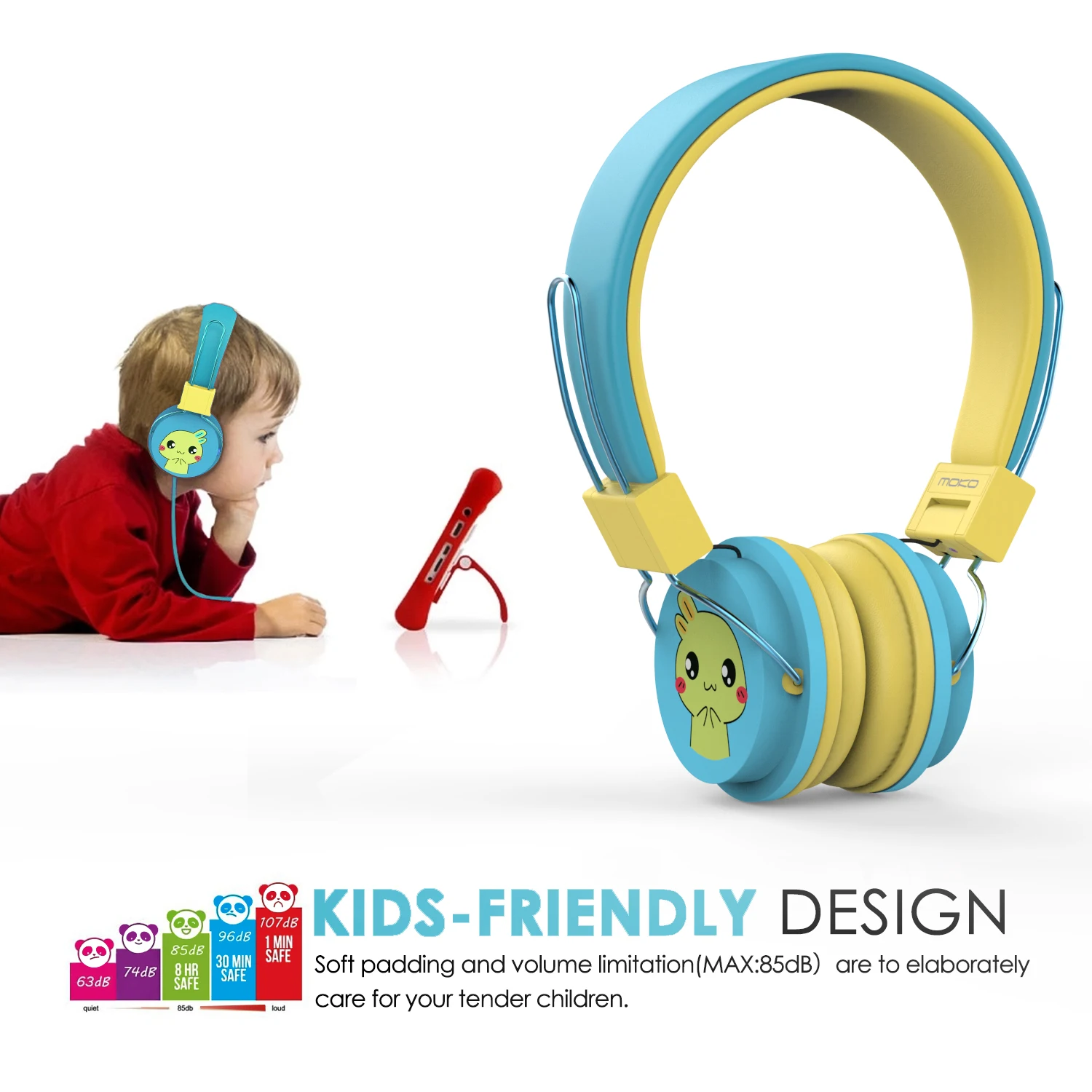 MoKo Kids Headphones On Ear Headphones Volume Limiting Wired 1 5m 4 9ft Headset with SharePort for Children For Leapfrog