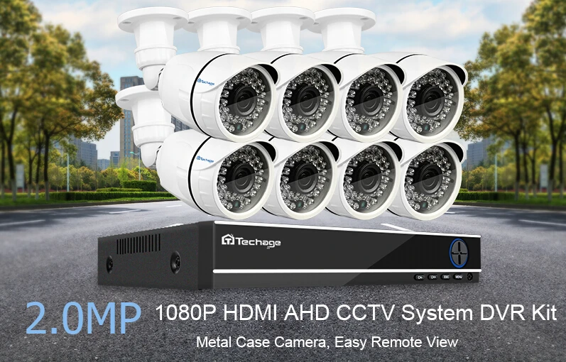 Techage 16CH 1080P AHD DVR 2MP Водонепроницаемая HD IR камера ночного видения P2P комплект дистанционного видеонаблюдения домашняя система видеонаблюдения