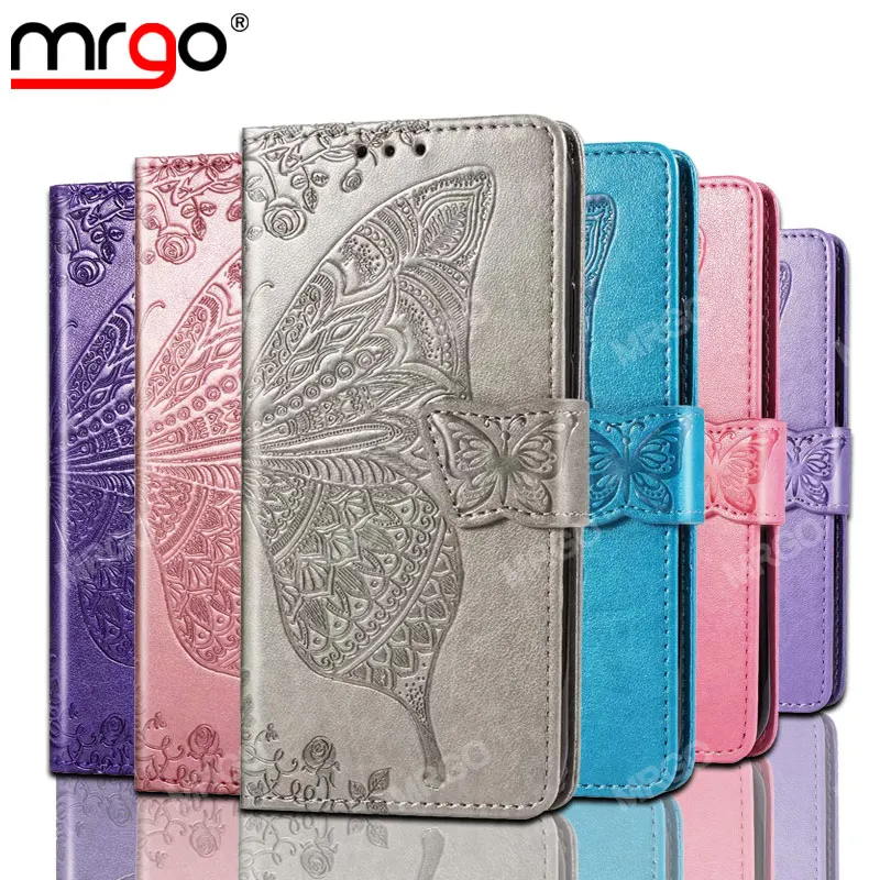 

MRGO Case For Samsung Galaxy A7 2018 Cover M10 M20 Butterfly Pattern Flip Wallet Case for Samsung A10 A30 A40 A50 Leather Case