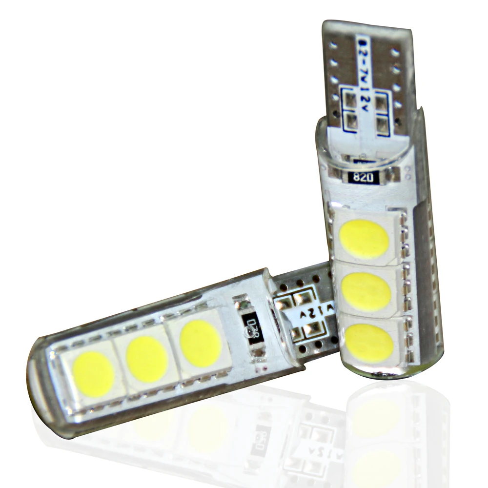 10 шт. светодиодный W5W T10 сигнальные лампы 194 5050 W5W COB 6SMD парковочная лампа авто клинообразный габаритный светильник CANBUS яркий белый лицензионный светильник