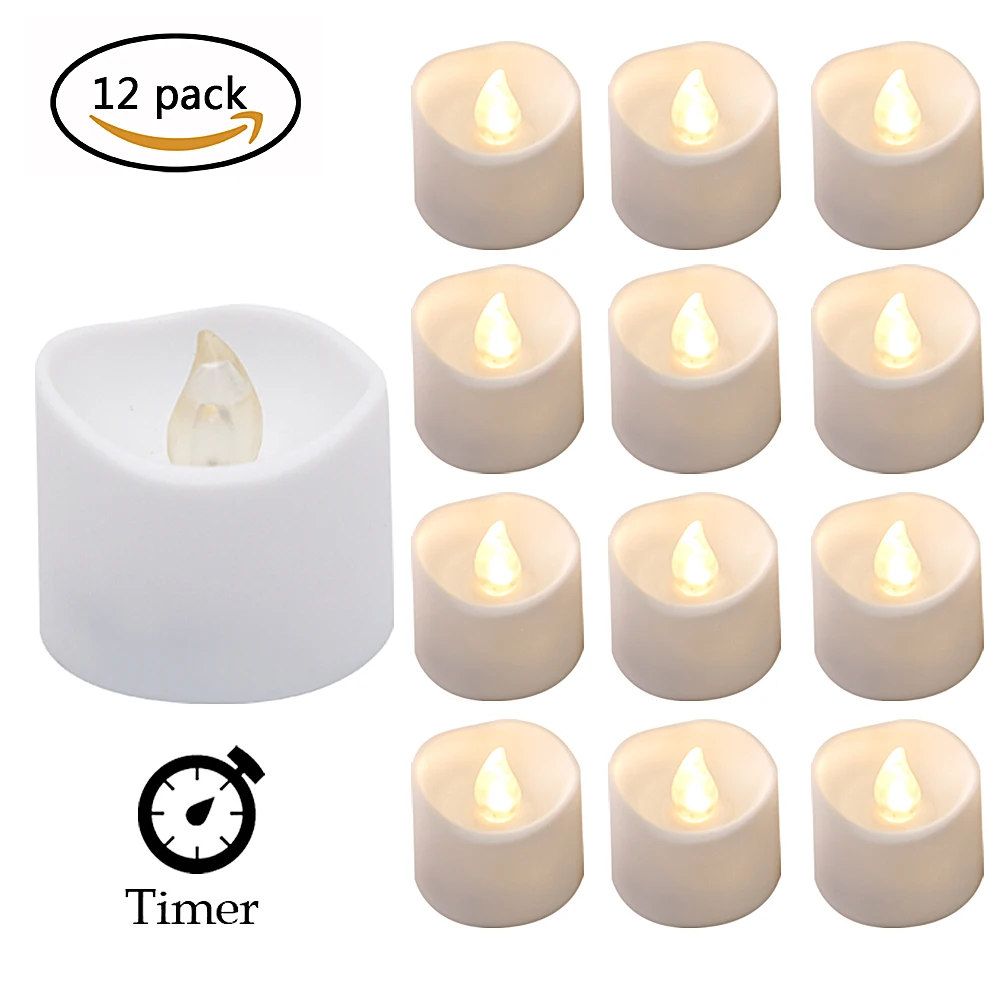 Набор из 12 ламп Votive Tealight свечи с батарейным питанием теплый свет мерцание день
