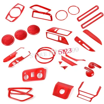 

Left Hand Drive 35pcs Red Interior Accessories Whole Kit Decor Cover Trims Car styling For Ford Mustang 2015 2016 2017