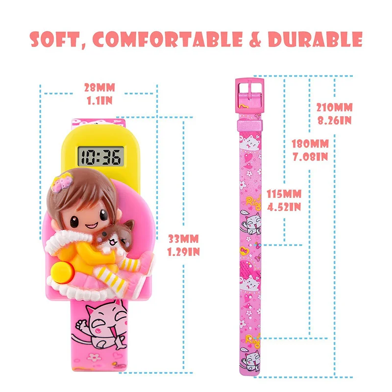 SKMEI New Cartoon Children Watches Creative Students Watch Cute Girls Kids Complete Calendar Digital Lovely Wristwatches 1240