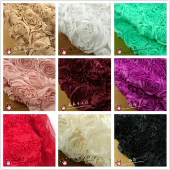 

new textile fabric color stereo flower rose flower wedding dress lace fabric/100*130cm