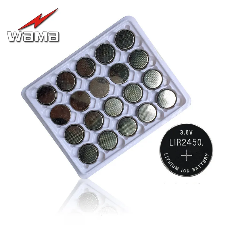 20x Wama 3.6V LIR2450 Rechargeable Button Batteries Charging 500 Times
