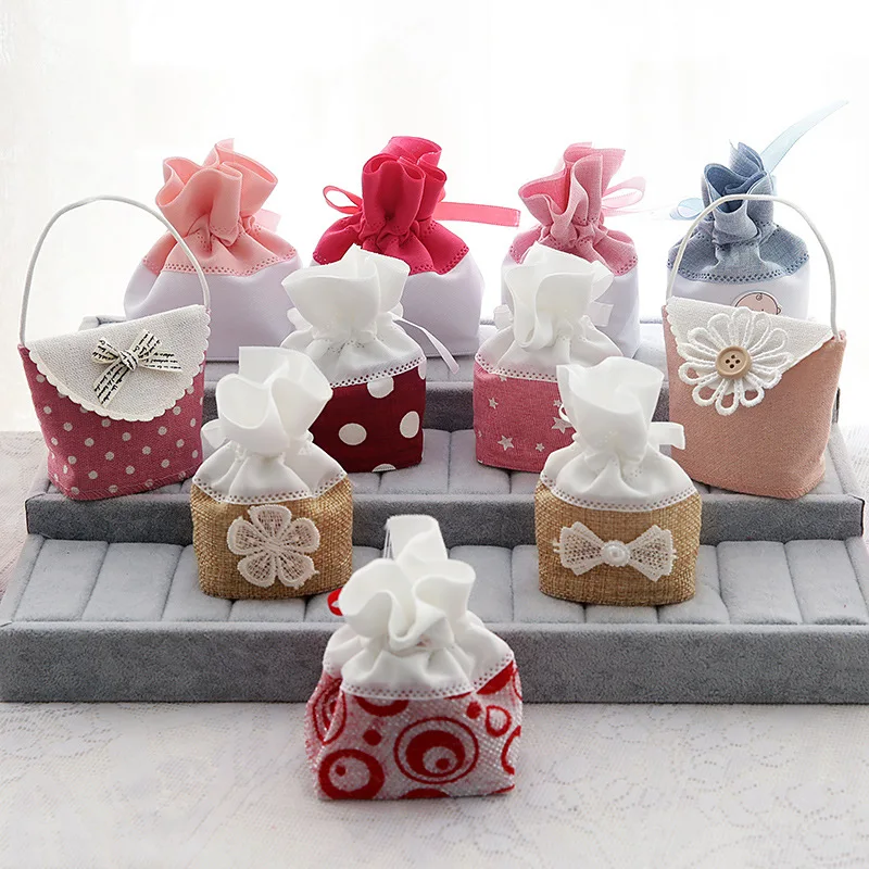 Buy 2017 new design Elegant favor bag ,fabric candy