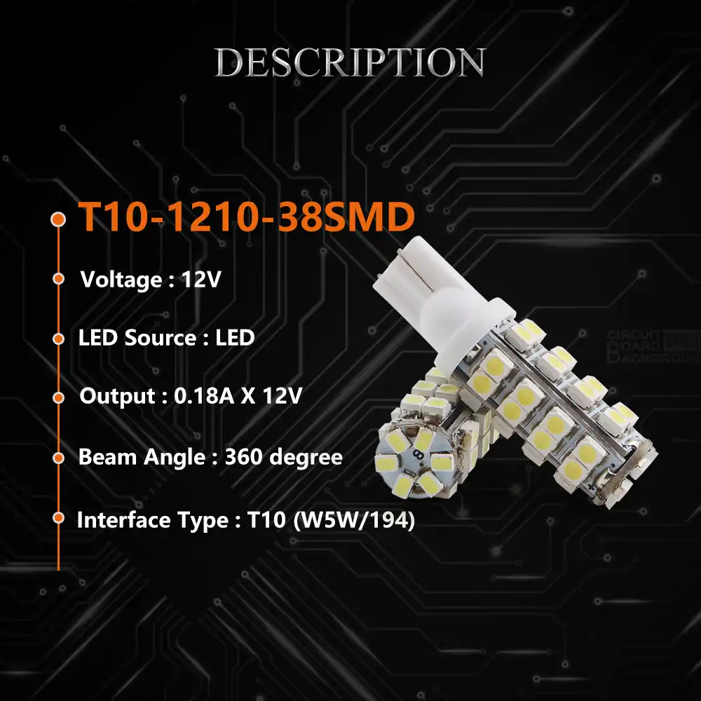 YM E Bright 2 шт T10 1210 38 SMD 194 168 W5W 12V DC автомобильные Внутренние светодиодные лампы