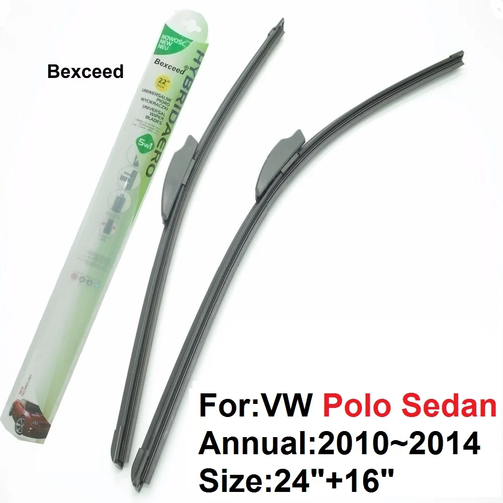

For Volkswagen VW Polo Sedan Bexceed of Car Windshield Flat wiper blade . 1 Pair(24"+16") 2010~2014