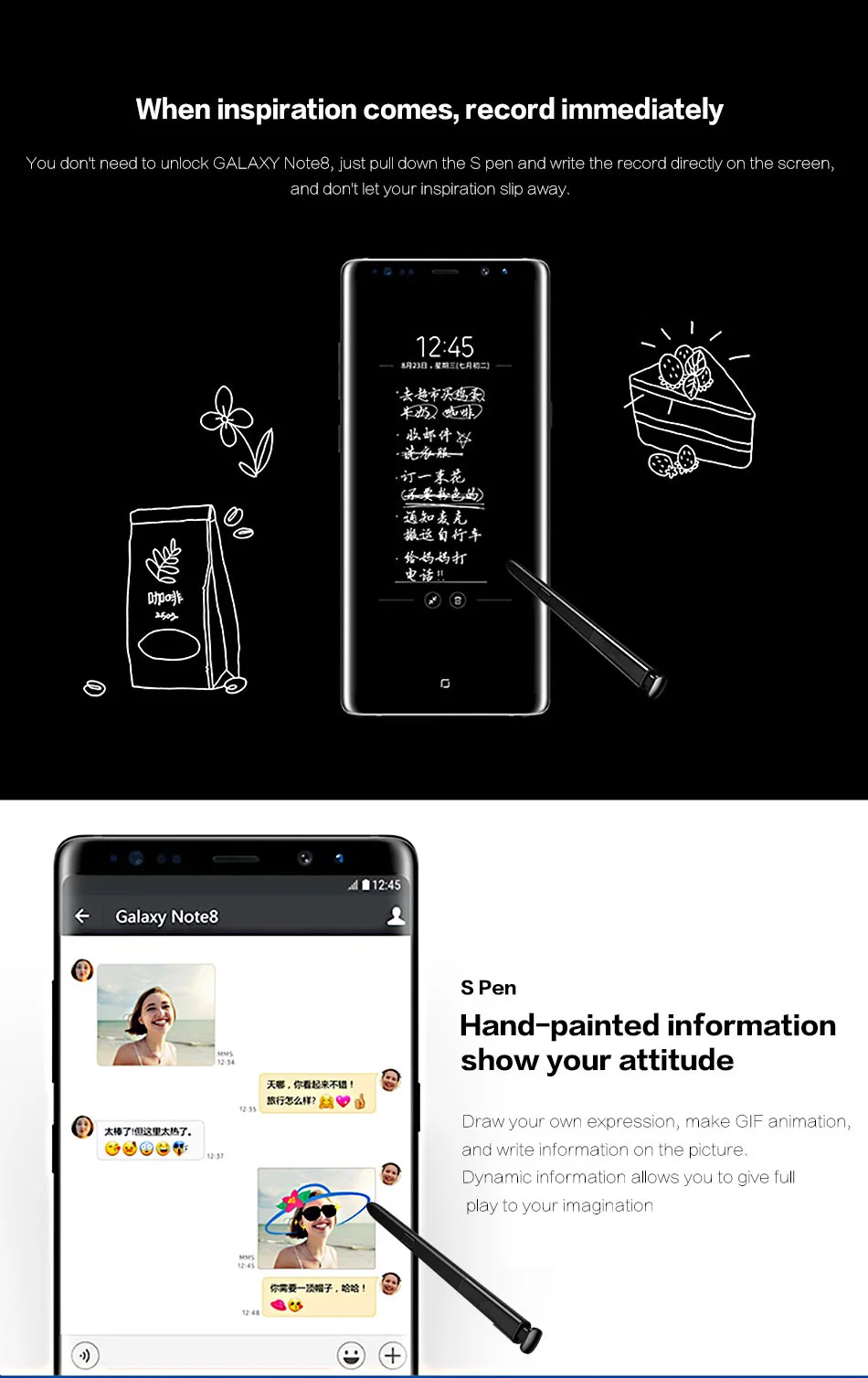 Для samsung Galaxy Note8 ручка активная S ручка стилус сенсорный экран ручка Note 8 Водонепроницаемый телефонный звонок S-Pen
