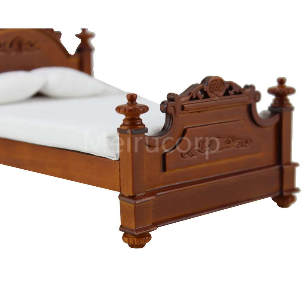 dollhouse miniature furniture 1//12 scale bedroom Hand carved Retro palace bed