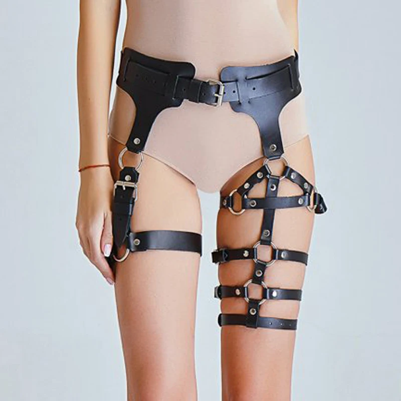 

2019 New Gothic Lingerie Women Bodies Sexy Holographic Rave Garter Belt Suspender Fetish Burningman Harness Comeondear Leg