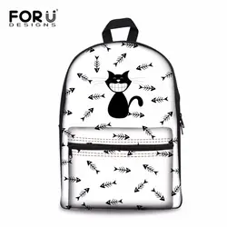 Forudesigns Cat с классический холст школьная сумка мягкая ручка Обувь для девочек книга Сумки двойной сетчатый карман школьный Сумки