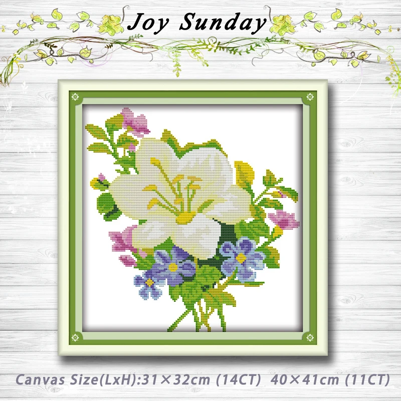

LiLy white flowers beautiful decor Patterns Counted Cross Stitch 11CT 14CT Cross Stitch Sets Embroidery Home Decor Needlework