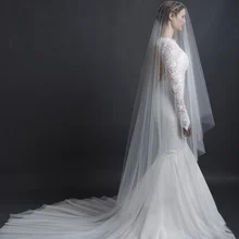 Белый цвет слоновой кости Часовня длинная огранка крайний слой свадебная вуаль очарование свадебные тиары без гребня