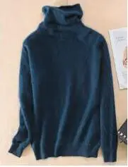 Женский свитер из натуральной норки и кашемира женский свободный свитер с высоким воротом утолщенный Базовый Стиль SR191 - Цвет: HZblue