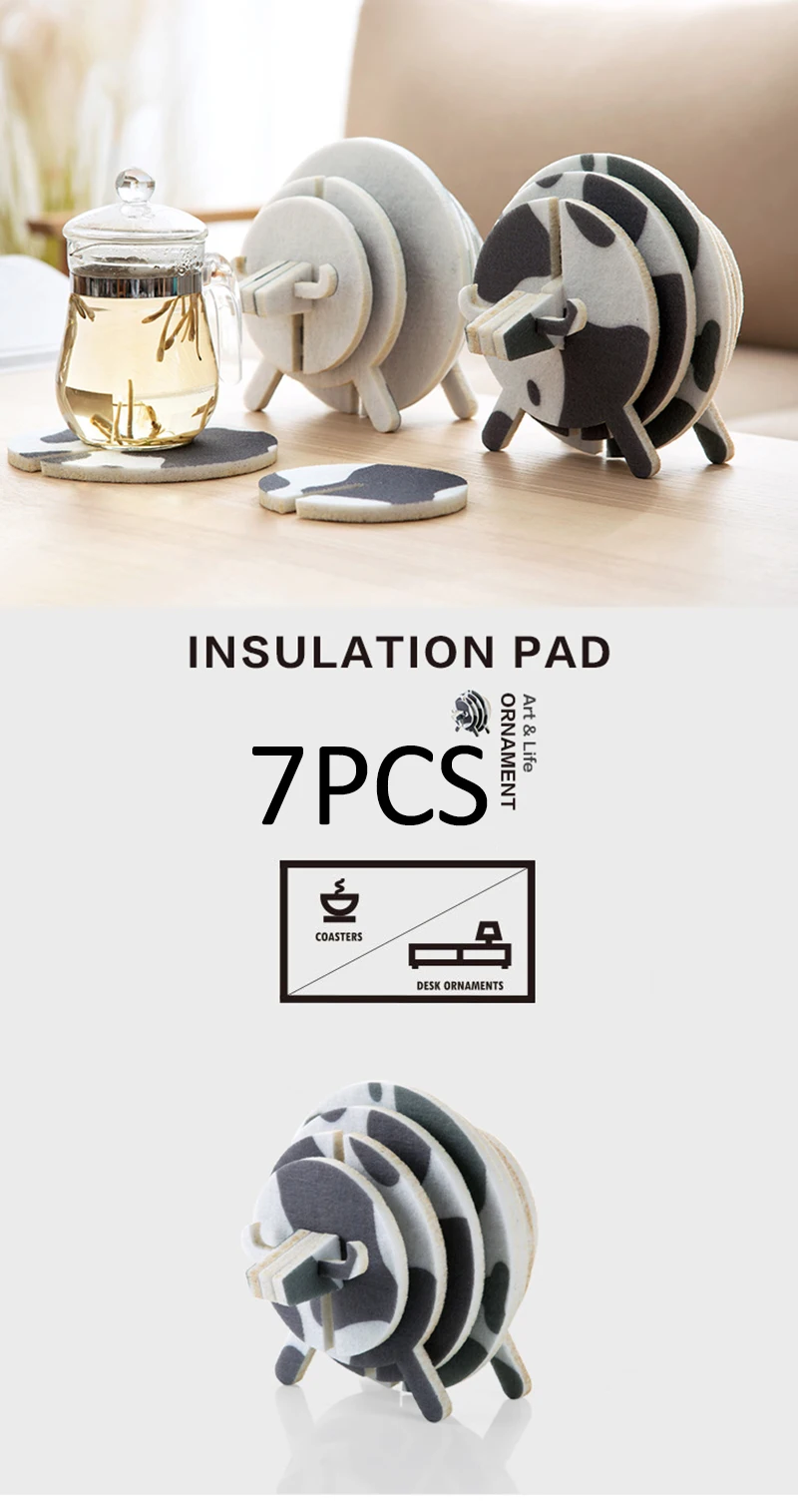 LIYIMENG 7 Pcs set Cartoon Home Table Cup Mat Insulation Pad Coffee Placemat for Table Spinning Hotel Restaurant Drinks CoastersB2