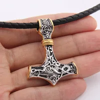 925 Sterling Silver Viking thor's hammer pendant necklace with real leather and keel chain as gift - Image 2