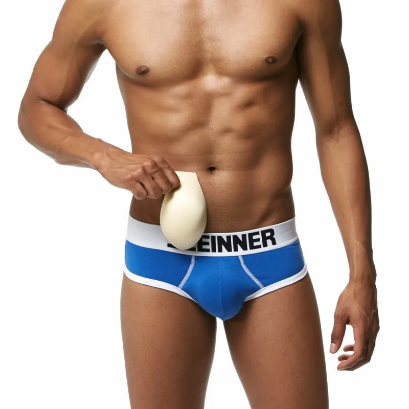 Cotton Male Underwear Briefs Cup Sponge Mat Men Underpants Stretch Brief Sexy Low Waist Homme Body Shaper U Pouch Panties SE777