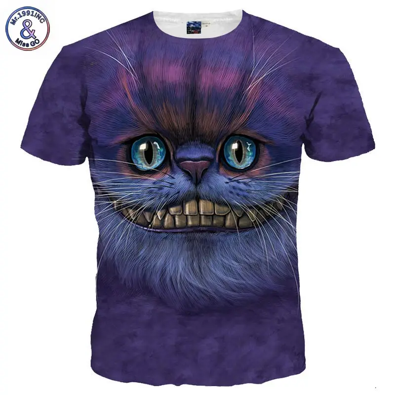 

Mr.1991INC New Fashion Men/women 3d T-shirt Short Sleeve Tees Print Lovely Cheshire Cat Quick Dry Summer Tops Tees
