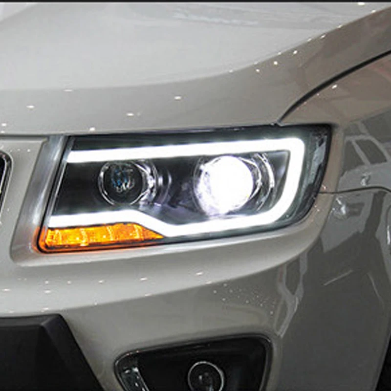 Wzjoo 2 шт 35 Вт светодиодные фары для 2013- Jeep Grand Cherokee черный корпус лампы фар в сборе