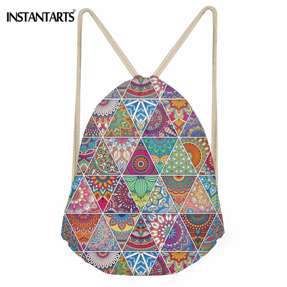 INSTANTARTS Ретро Drawstring сумка Для женщин для отдыха мини-рюкзак Африканский традиционные печать тюльпан мешок для хранения сумка рюкзак сумка