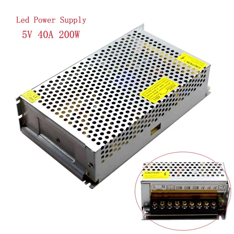 Ac Dc 5V источник питания 40A 200W трансформатор Светодиодный Alimentation 220V до Драйвер для