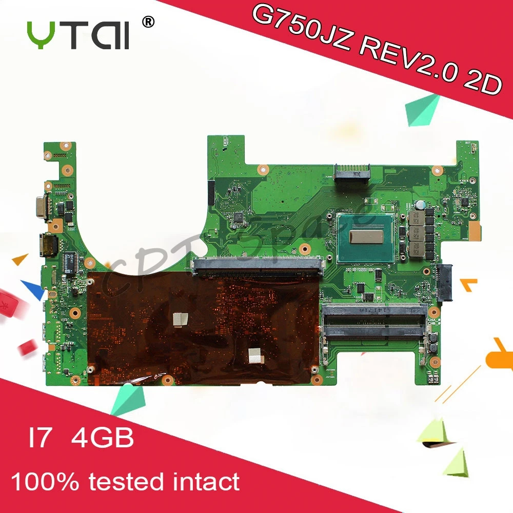

G750JZ motherboard 2D REV 2.0 I7-4700HQ For ASUS G750JZA G750J G750JH G750JS laptop motherboard HM87 DDR3L 100% tested intact
