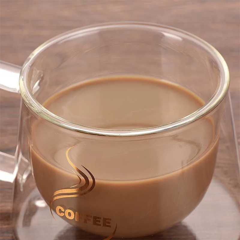 New 200mL Double Wall Glass Mug Office Mugs Heat Insulation Double Coffee Mug Coffee Glass Cup Drinkware Milk Drop Shipping