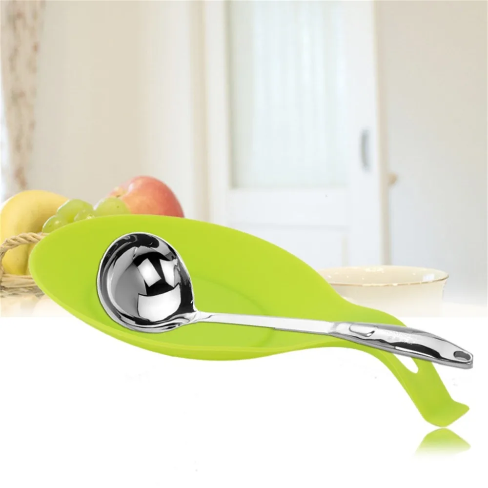 

2018 New Silicone Spoon Rest Heat Resistant Kitchen Utensil Spatula Holder Cooking Tool Kitchen Tool Home Hot Search