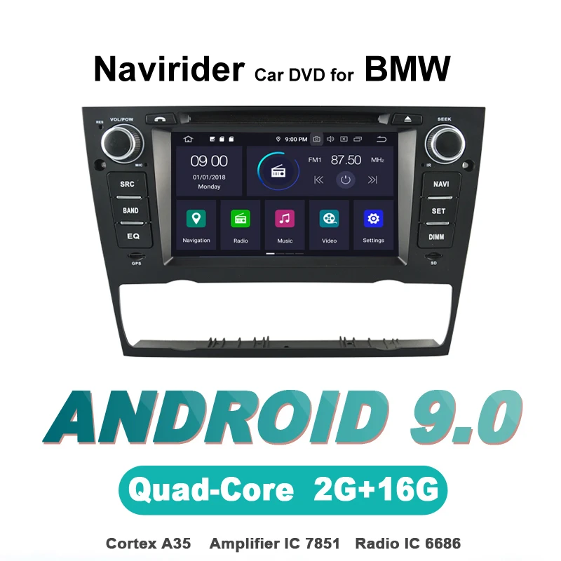 Flash Deal Navirider GPS Android 9.0 bluetooth stereo 4-Core 8-Core car DVD player for BMW E90 E91 E92 E93 3 Series AT accessories 1