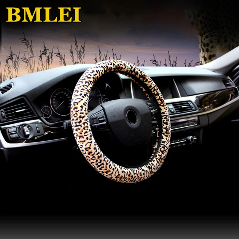 Universal Leopard Car Steering Wheel Covers For Girl Lady Women